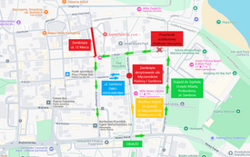 Mapa - zamknięcie skrzyżowania ul. Męczennik&oacute;wPiaśnicy_Sambora