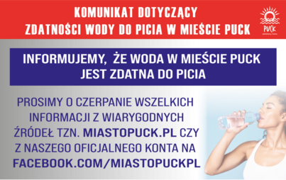Zdjęcie do Komunikat o zdatności wody do picia w mieście Puck