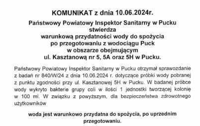 Zdjęcie do Komunikaty od Państwowego Inspektora Sanitarnego w Pucku
