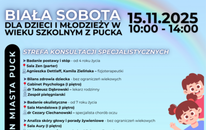 Zdjęcie do BIAŁA SOBOTA DLA DZIECI I MŁODZIEŻY 15.11.2025 W GODZINACH 10.00-14.00